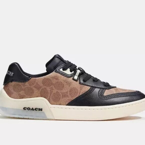 Coach City Sole Monogram Court Sneakers Black and Brown Size 7 - Picture 2 of 12